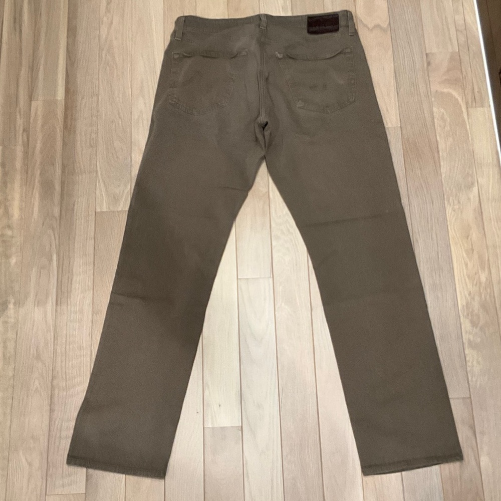 Ag Adriano Goldschmmied Men's Olive-Brown Straight Jeans